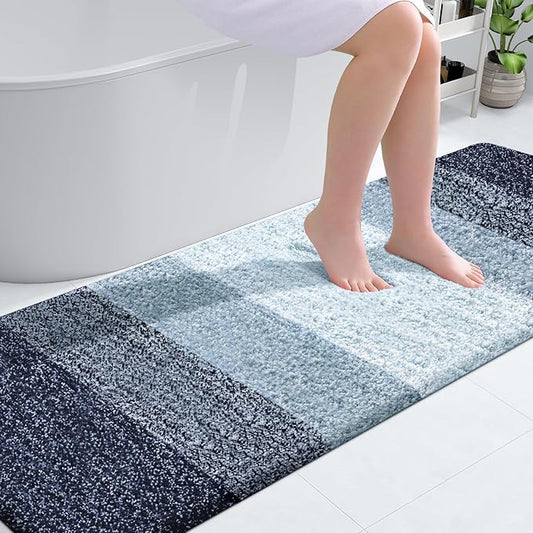 OLANLY Bathroom Rugs Mat 70x24, Extra Soft Absorbent Microfiber Bath Rugs, Rubber Backing, Quick Dry, Machine Washable Bath Mats for Bathroom Floor, Tub and Shower, Home Decor Accessories, Airy Blue
