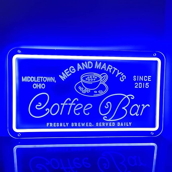Custom Coffee Bar Neon Sign, Personalized LED Neon Lights for Wall Decor, Handmade 3D Art Coffee Bar Light up Signs Night Lamp for Coffee Bars/Station/Shops Kitchen Cafe Decoration