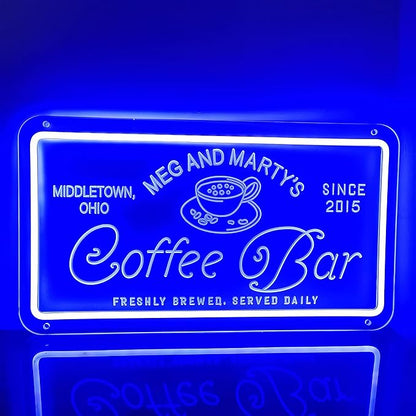 Custom Coffee Bar Neon Sign, Personalized LED Neon Lights for Wall Decor, Handmade 3D Art Coffee Bar Light up Signs Night Lamp for Coffee Bars/Station/Shops Kitchen Cafe Decoration