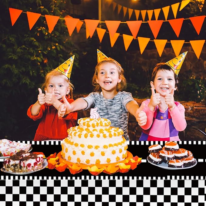 2 Packs Checkered Racing Car Tablecloth Plastic 54 X 108Inch, Car Birthday Party Decorations Table Cloth Disposable Racetrack Table Cover for Kids Boy Car Theme Birthday Party Supplies (Racing Car)