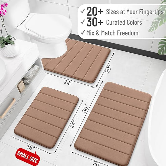 OLANLY Memory Foam Bath Mat 30x20, Super Soft Absorbent Bathroom Rugs, Quick Dry, Machine Washable Shower Floor Rugs, Bathmat Carpet, Bathroom Home Decor Accessories, Mocha