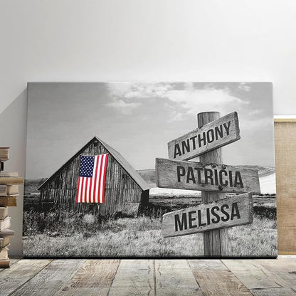 Dem Canvas Personalized Family Canvas, American Barn, Personalized Street Signs with Names Family Canvas Wall Decor