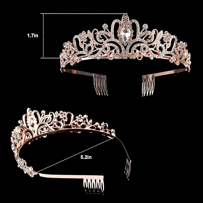 Princess Crown for Women, Crystal Queen Tiaras for Girls Bridal Hair Accessories Gifts for Birthday Wedding Prom, Bridal Party, Pageant, Halloween Christmas Costume