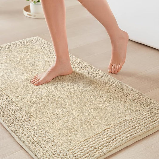 Madison Park Splendor Reversible 100% Cotton Tufted Bathroom Rug-3000 GSM Hotel Quality Luxurious Plush Medium Pile Bath Mat Absorbent, Quick Dry, Shower Room Décor, 20x30 Natural