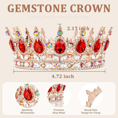 Gold Crown for Women, Crystal Queen Tiaras Headband Wedding Bridal Hair Accessories, Birthday Party Prom Cake Topper