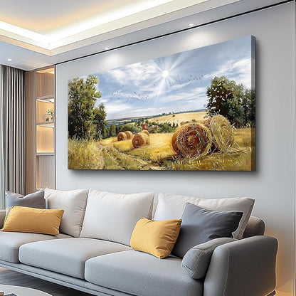 FUHAIHUA Large Wall Decor For Living Room Canvas Wall Art For Bedroom Inspiration Wall Decorations Country Field Pictures Landscape Paintings Artwork Posters Mural Modern Room Home Decor 24x48 In