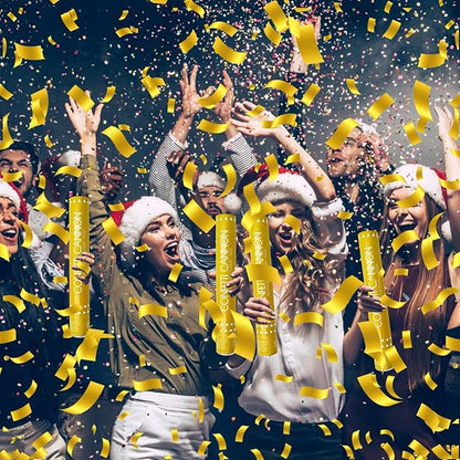 Confetti Cannon Gold Party Poppers 12 Inch Streamer Cannon 12 Pack Golden Party Poppers Shooters Foil Gold Popper Cannon Bulk for Wedding,Birthday,Graduation,New Year Celebration