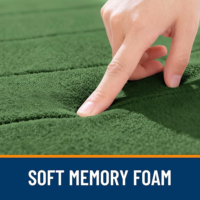 OLANLY Memory Foam Bath Mat 34x21, Super Soft Absorbent Bathroom Rugs, Quick Dry, Machine Washable Shower Floor Rugs, Bathmat Carpet, Bathroom Home Decor Accessories, Olive Green