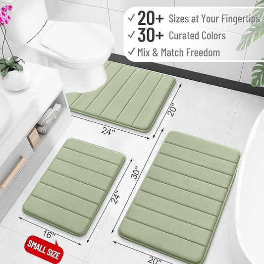 OLANLY Memory Foam Bath Mat 36x24, Super Soft Absorbent Bathroom Rugs, Quick Dry, Machine Washable Shower Floor Rugs, Bathmat Carpet, Bathroom Home Decor Accessories, Sage Green