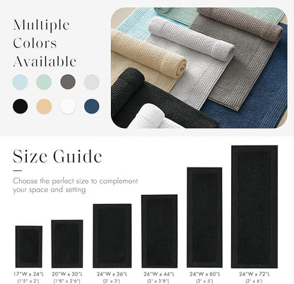 Madison Park Splendor Reversible 100% Cotton Tufted Bathroom Rug-3000 GSM Hotel Quality Luxurious Plush Medium Pile Bath Mat Absorbent, Quick Dry, Shower Room Décor, 24x36 Black