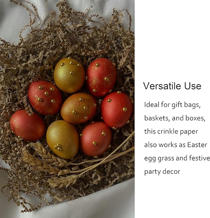 2 LB Brown Crinkle Cut Paper Shred Filler for Gift Baskets Party Favors Stuffing Easter Egg Grass