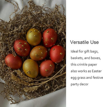 2 LB Brown Crinkle Cut Paper Shred Filler for Gift Baskets Party Favors Stuffing Easter Egg Grass