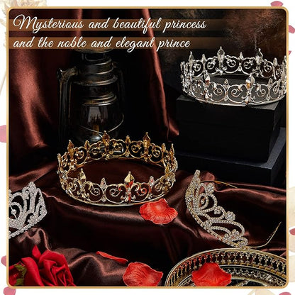 Henoyso 4 Pcs Prom King and Queen Crowns for Men Women Halloween Party King Queen Tiara Headband Homecoming Party Favor