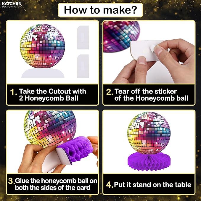 KatchOn, Disco Ball Centerpieces - Pack of 9 | New Years Centerpieces for New Years Decorations 2026 | Colorful Disco Ball for Disco Ball Party Decorations | 80s, 90s Theme Party Decorations