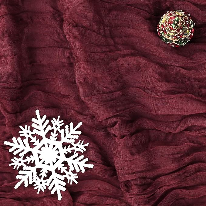 3 Pack Burgundy Table Runner Cheesecloth Gauze Red Table Runner 35x120 Inch Rustic Boho Cheese Cloth Sheer Runner for Wedding Baby Shower Bridal Shower Birthday Party Christmas Decorations