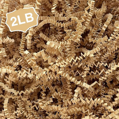 2LB Crinkle Cut Paper Shred Filler for Bag Gift Box Basket Confetti Paper Shreded Stuffing Decoration for Christmas Day Holiday Party(Kraft)