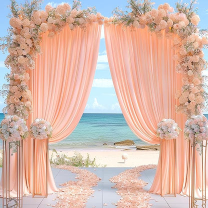 Peach Backdrop Curtain for Parties Baby Shower Wrinkle Free Peach Photo Curtains Backdrop Drapes Fabric Decoration for Wedding Birthday Party 5ft x 7ft,2 Panels