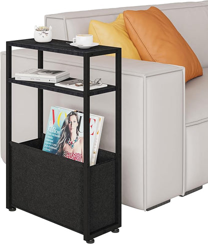 Narrow Side Table, Slim Side Table with Magazine Rack, Bathroom Table for Small Spaces, Narrow Bedside Table for Living Room, Bedroom | with Magazine Rack, Bathroom Table, for Small Spaces, for Living Room, Bedroom