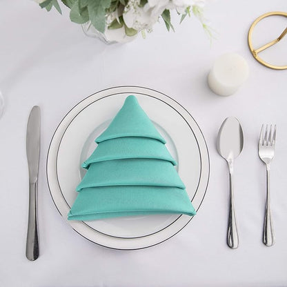 25pcs Polyester Cloth Napkins - 17 x 17 inch Turquoise Washable Dinner Napkins with Hemmed Edges for Restaurant/Wedding/Hotel(25,Turquoise)