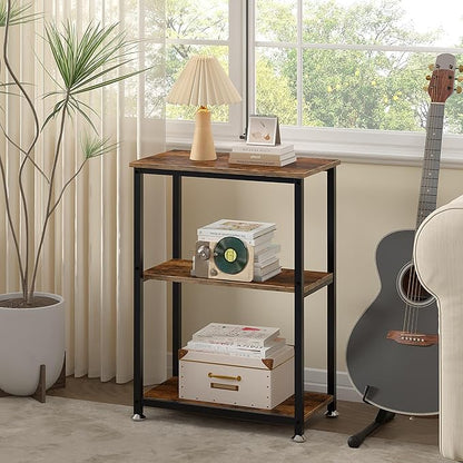 VECELO Tall End Side Table,30" Height Nightstand with 3-Tier Storage Shelf for Living Room Bedroom Office Hallway Study