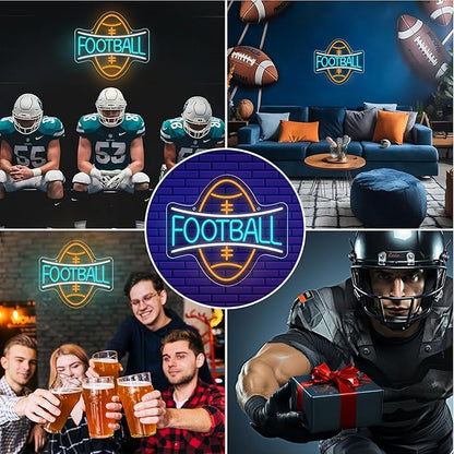 Football Neon Sign, Wootfairy Led Sport Neon Signs for Wall Decor, Dimmable Neon Light for Man Cave & Game Room Decor, Bedroom, Bar Club, Sports decor for Men, Teens