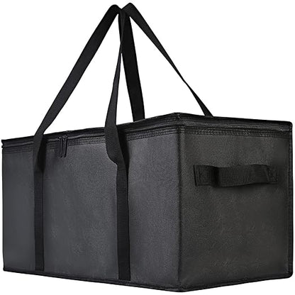 Bodaon Insulated Food Delivery Bag, 22" x 10" x 10" Insulated Pizza Delivery Bags for Hot/Cold Food, Black, 1-Pack