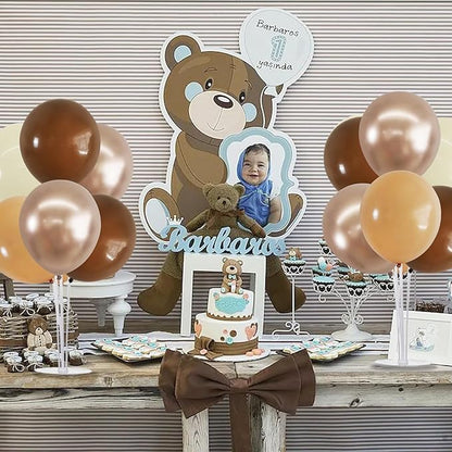 TONIFUL 4 Set Brown Champagne Gold Balloon Stand Centerpiece Table Decorations for Baby Shower Wedding Engagement Bridal Shower Anniversary Thanksgiving Decor Brown Birthday Party Decorations