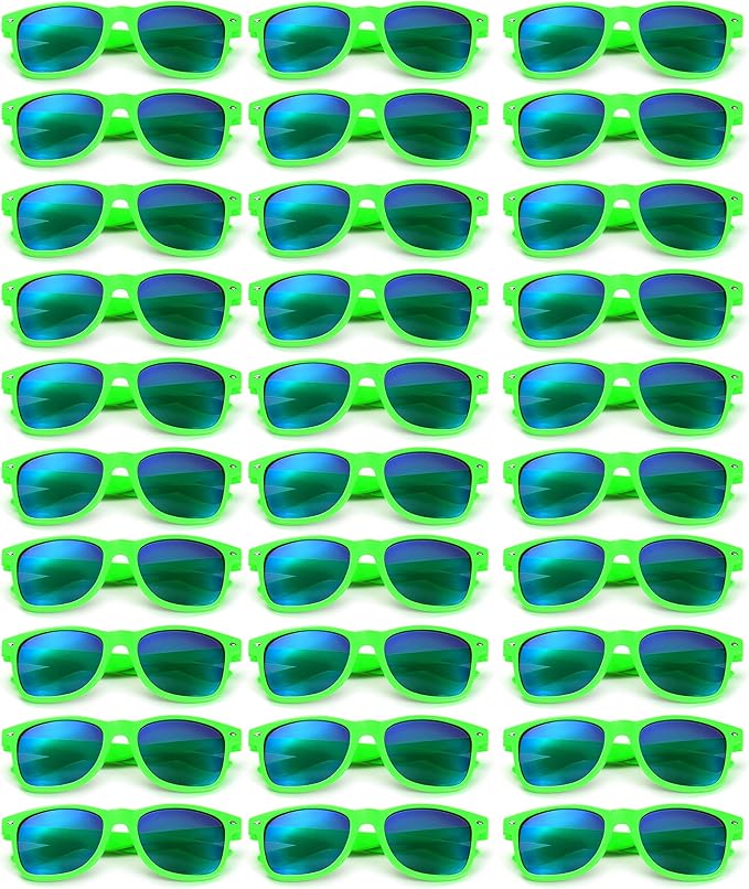 Fsmiling Green Sunglasses Bulk Adult Party Sunglasses 80s Glasses Shades for Men Women St. Patrick's Days-30Pack,UV Protection
