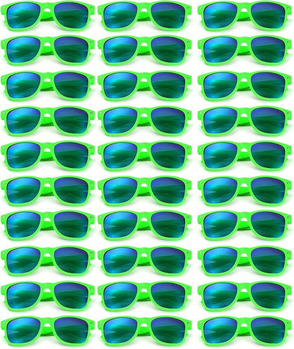 Fsmiling Green Sunglasses Bulk Adult Party Sunglasses 80s Glasses Shades for Men Women St. Patrick's Days-30Pack,UV Protection