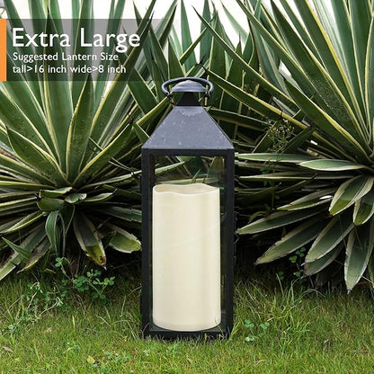 Homemory 6" x 12" Extra Large Outdoor Waterproof Candle with Auto 6-Hour Timer, Ivory Plastic Made, Long Last for Half A Year, Set of 2