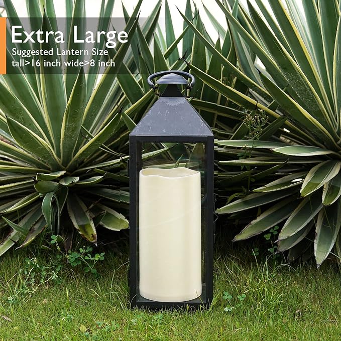 Homemory 6" x 12" Extra Large Outdoor Waterproof Candle with Auto 6-Hour Timer, Ivory Plastic Made, Long Last for Half A Year