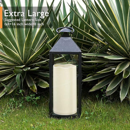 Homemory 6" x 12" Extra Large Outdoor Waterproof Candle with Auto 6-Hour Timer, Ivory Plastic Made, Long Last for Half A Year