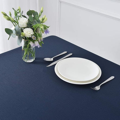 maxmill Jacquard Tablecloth Stain Resistant Waterproof Wrinkle Resistant Spillproof Washable Soft Textured Table Cloth for Dining Room, Indoor and Outdoor Use, Rectangle 60 x 140 Inch, Navy Blue