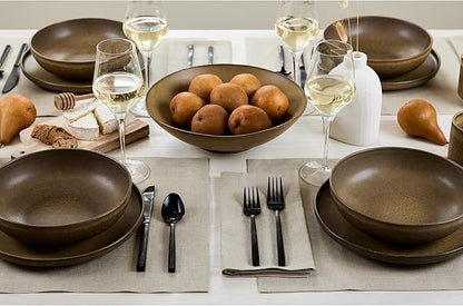 Solino Home Linen Natural Placemats Set of 6-100% Pure Linen Placemats 14 x 19 Inch for Fall, Autumn, Christmas, Holiday, New Year - Fete