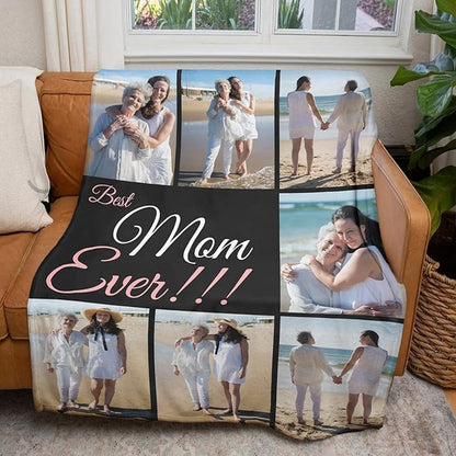 Mothers Day Personalized Gifts from Daughter Custom Blankets with Photos and Text Multiple Colors Sizes Soft Flannel Gifts for Women Birthday Gifts for Mom
