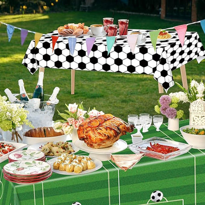 2 Packs Soccer Tablecloth Plastic 54 X 108Inch, Soccer Party Decorations Table Cloth Disposable Rectangle Sports Ball Table Cover for Soccer Birthday Party Supplies (Soccer)