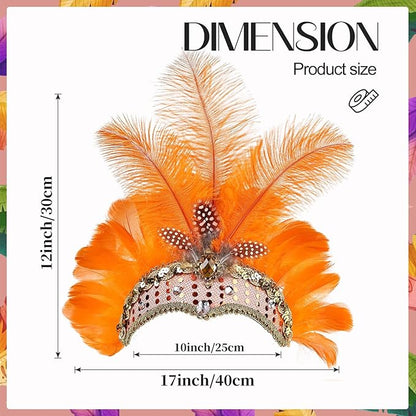 Women's Carnival Feather Headpieces Sequin Headdress for Wedding Masquerade Party Cosplay Feather Headbands