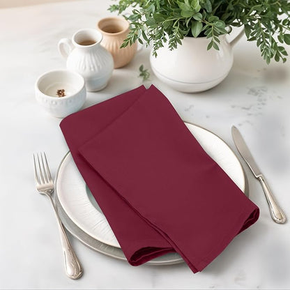 Zoyer Cloth Napkins Set of 12, 18x18 Inches Cotton Enrich Napkins Cloth ‎Washable, Soft & Durable Dinner Napkins for Parties, Wedding, Christmas, ‎Thanksgiving & Everyday Use - Burgundy
