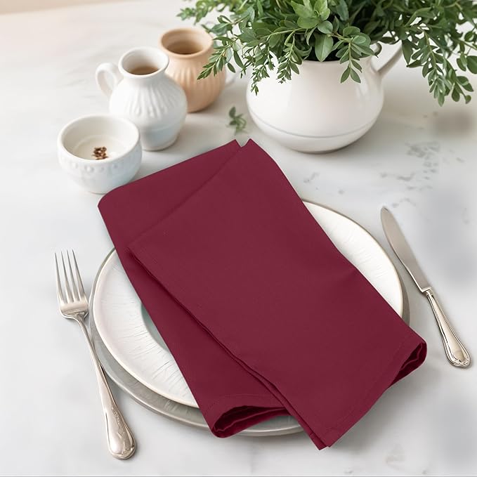 Zoyer Cloth Napkins Set of 4, 18x18 Inches Cotton Enrich Napkins Cloth ‎Washable, Soft & Durable Dinner Napkins for Parties, Wedding, Christmas, ‎Thanksgiving & Everyday Use - Burgundy
