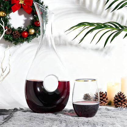 FOCUSLINE 20pcs 16 Oz Plastic Wine Glasses, Stemless Gold Rim, Heavy Duty Disposable Drinking Cups, Reusable Shatterproof for Party & Wedding