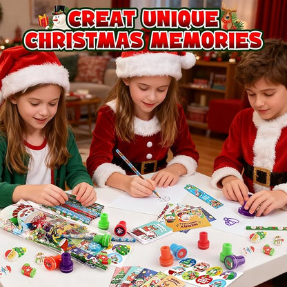 Shemira Classroom Gifts for Students, 192PCS Christmas' School Stationery Set, Christmas Party Favors, Assorted Goodie Bag Stocking Stuffers, Xmas Gifts Toys Reward Prizes for Kids