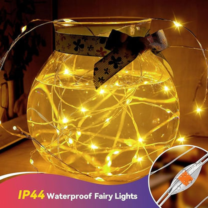 4 Pack 240LED Fairy Lights Battery Operated - 20FT Twinkle Lights with 2 Lighting Modes Indoor Outdoor, Waterproof Led Fairy String Light for Bedroom, Classroom, Dorm, DIY, Christmas Decor, Warm White