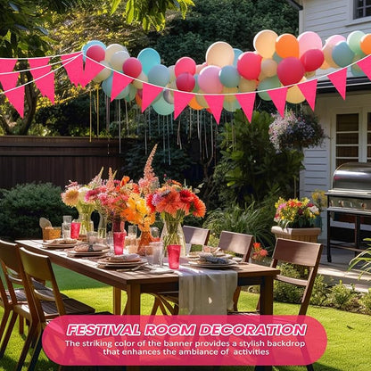 100 Feet Pennant Banners Flags 75 Solid String Triangle Flags for Grand Opening, Carnival Theme Birthday Party Decoration Outdoor Events Classroom Decoration(Rose Red)