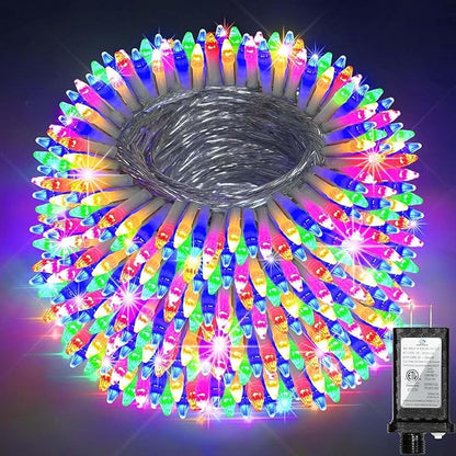 1500 LED 470FT Christmas String Lights, 12 Modes and Timer Memory Dimmable, Plug in Outdoor Waterproof Clear Wire Twinkle Fairy Light for for Xmas Yard Tree Wedding Party Outside Decor (Multicolor)