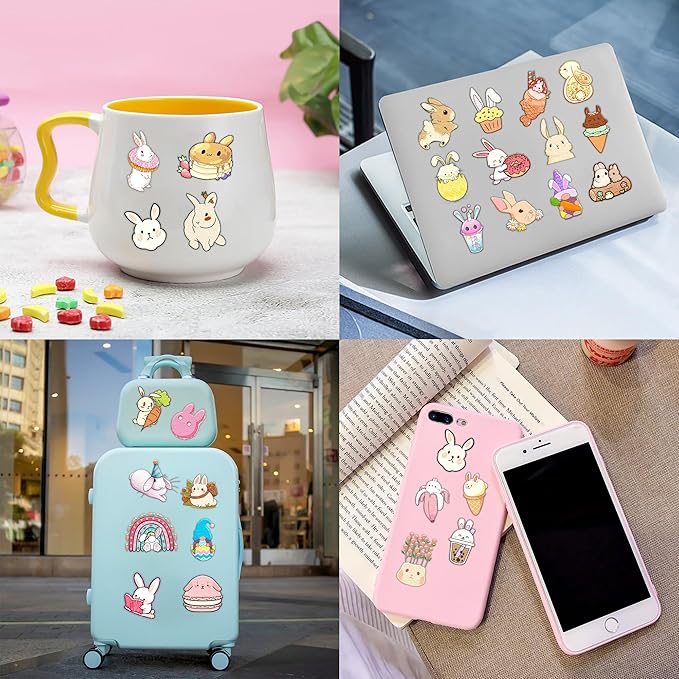 Bunny Temporary Tattoos 8 Sheets 85PCS Rabbit Bunny Party Decorations Favors Supplies Easter Bunny Theme Birthday Cute Tattoo Stickers Christmas Gifts for Boys Girls Kids Class School Prizes Carnival