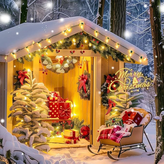 100FT C7 Christmas String Lights Outdoor UL Listed Vintage Christmas Lights Hanging for Christmas Tree Garden Patio Backyard Cafe Party Room Xmas Decoration, Green Wire, 100 Bulbs, Not Connectable