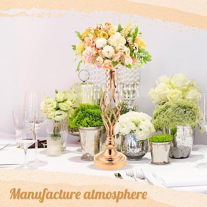 Wesiti 20 Pcs Crystal Gold Flower Stand Elegant Metal Flower Arrangement Stand with Chandelier Crystals 17.7" Tall Gold Vase for Centerpieces Wedding Reception Hotel Favor