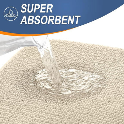 OLANLY Thick Memory Foam Bath Mat Rug 24x16, Extra Soft Absorbent Bathroom Rug, Quick Dry Bath Mats, Non-Slip, Machine Washable Carpet for Bathroom, Tub and Shower, Home Decor Accessories, Sand