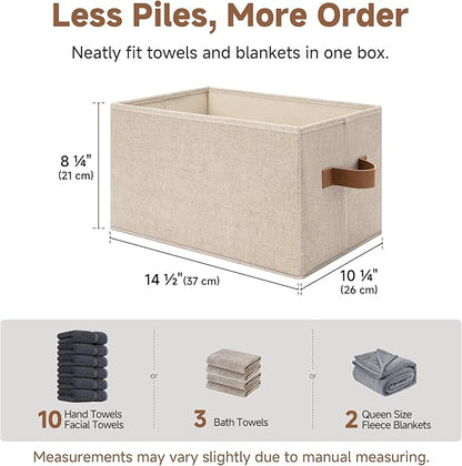StorageWorks Shelf Baskets for Organization, Linen Closet Organizers and Storage Basket, Foldable Storage Bins, Closet Organizer Bins for Clothes, Brown & Beige, 3-Pack, Large