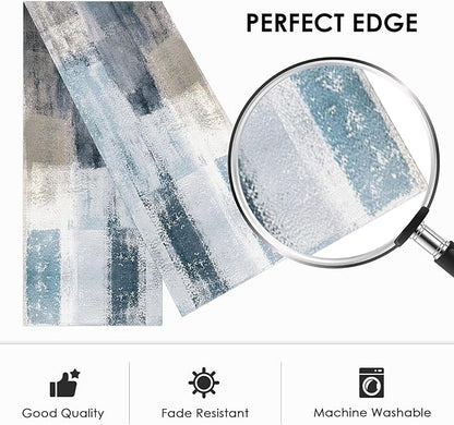 Emvency Farmhouse Table Runner, Vintage Blue and Grey Abstract Art Painting for Kitchen Coffee Table Family Dinners Holiday Parties Wedding Events Decor(13x108 inch)